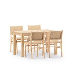 Set repas 4 places table céramique beige 125x65 - Bisbal & Modena