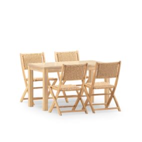 Set repas 4 places table céramique beige 125x65 - Bisbal & serena