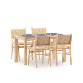 Set repas 4 places table céramique bleue 125x65 - Bisbal & Modena