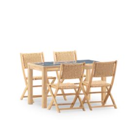 Set repas 4 places table céramique bleue 125x65 - Bisbal & serena