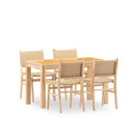 Set repas 4 places table céramique moutarde 125x65- Bisbal & Modena