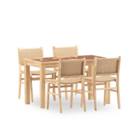 Set repas 4 places table céramique terre cuit 125x65 - Bisbal & Modena