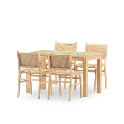 Set repas 4 places table céramique vert clair 125x65 - bisbal & módena