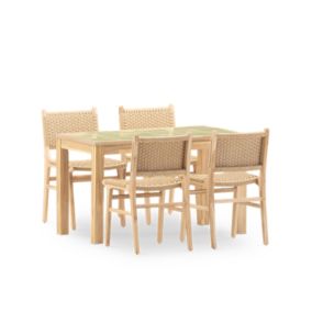 Set repas 4 places table céramique vert clair 125x65 - Bisbal & Modena