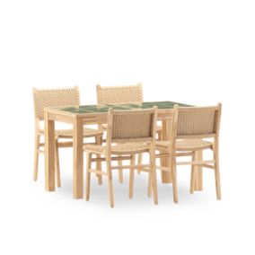 Set repas 4 places table céramique verte 125x65 - Bisbal & Modena