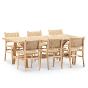 Set repas 6 pl table céramique beige  205x105 - Bisbal & Modena