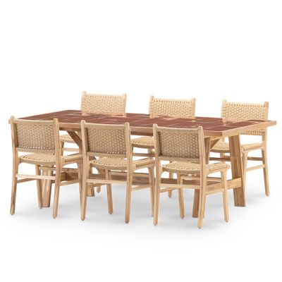 Set repas 6 pl table céramique terre cuit  205x105 - bisbal & módena