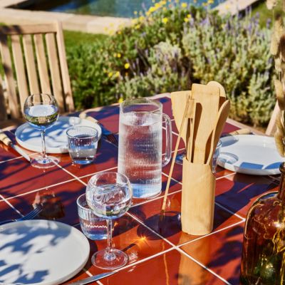Set repas 6 pl table céramique terre cuit  205x105 - bisbal & módena