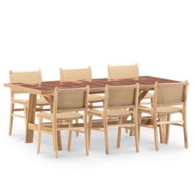 Set repas 6 pl table céramique terre cuit  205x105 - Bisbal & Modena