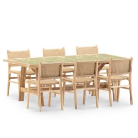 Set repas 6 pl table céramique vert clair  205x105 - Bisbal & Modena