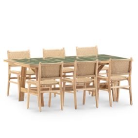 Set repas 6 pl table céramique verte  205x105 - Bisbal & Modena