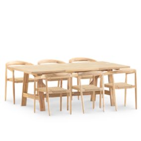 Set repas 6pl céramique beige 205x105 et fauteuil- Bisbal & Modena