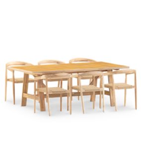 Set repas 6pl céramique moutarde 205x105 et fauteuil - Bisbal & Modena