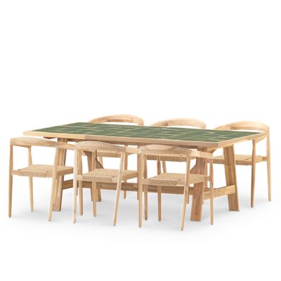 Set repas 6pl céramique verte 205x105 et fauteuil- bisbal & módena