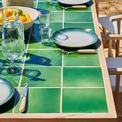 Set repas 6pl céramique verte 205x105 et fauteuil- bisbal & módena