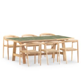 Set repas 6pl céramique verte 205x105 et fauteuil- Bisbal & Modena