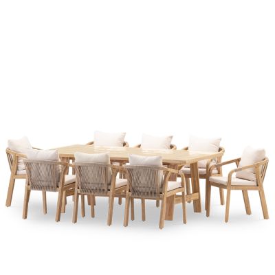 Set repas 8 personnes table céramique beige 205x105 - bisbal & Siena