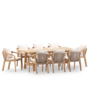 Set repas 8 personnes table céramique beige 205x105 - Bisbal & Siena