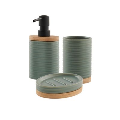 Set salle de bain strié 3 pièces céramique 28x31x31cm