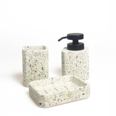 Set salle de bain terrazzo 3 pièces polyrésine 13x8x8cm