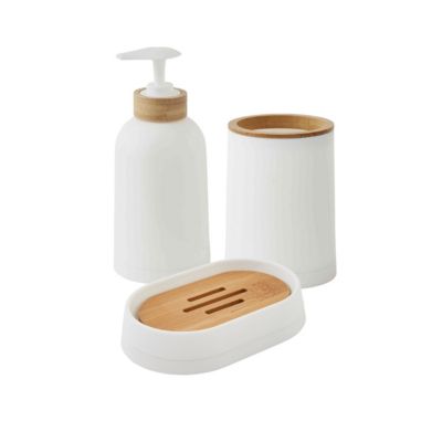Set salle de bain uni 3 pièces en bambou 3 pièces