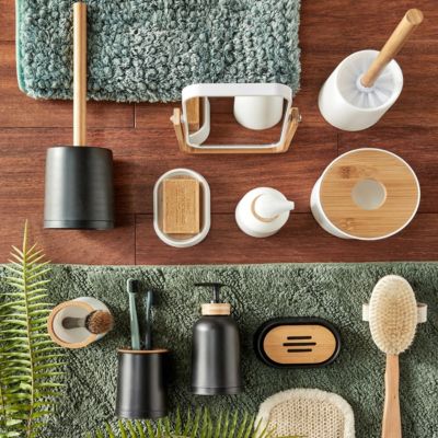 Set salle de bain uni 3 pièces en bambou 3 pièces