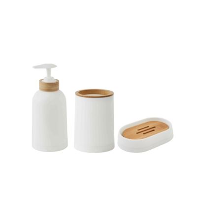 Set salle de bain uni 3 pièces en bambou 3 pièces