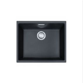 Set Siruis Evier de cuisine, Tectonique, Carbone + S-line PRO Mitigeur de cuisine à mémoire de forme (125.0363.789-SLPRO1B)