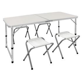 Set table 4 chaises tabouret pliable portable extérieur picnic camping aluminium