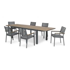 Set table de jardin 300/200x100 cm et 6 chaises aluminium anthracite - Osaka