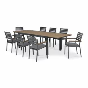 Set table de jardin 300/200x100 cm et 8 chaises aluminium anthracite - Osaka