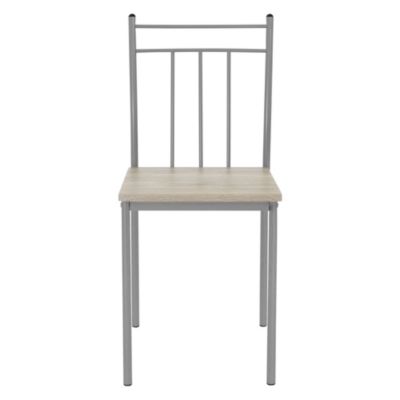 Set table de salle à manger avec 4 chaises 110 cm chêne clair pieds en acier