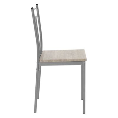 Set table de salle à manger avec 4 chaises 110 cm chêne clair pieds en acier