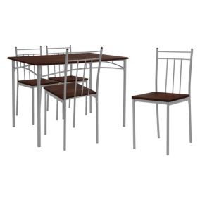 Set table de salle à manger avec 4 chaises 110 cm marron/chêne foncé MDF/acier