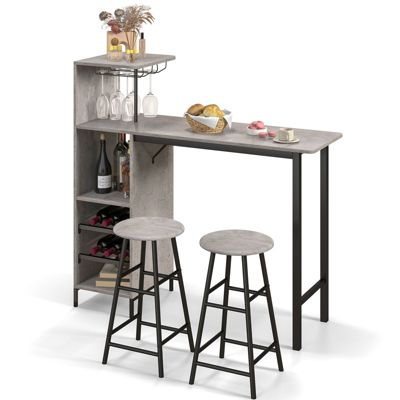 GIANTEX Ensemble Table Salle à Manger Avec 2 Chaises- Avec Range