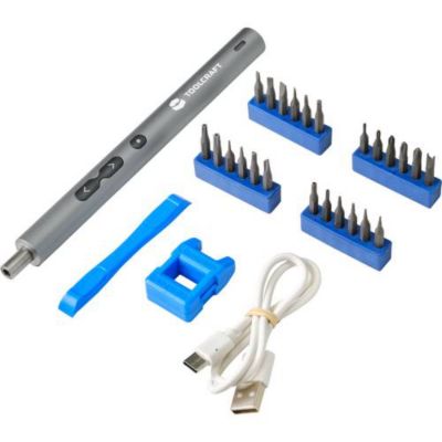 Set tournevis électrique TOOLCRAFT TO-7116288, 28 pièces, rechargeable USB-C, 3,7 V, 256 g