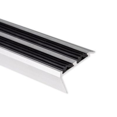 Seuil d'escalier Avec double caoutchouc Power Grip, Longueur 134 cm, Pré-percé Noir