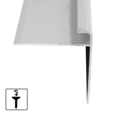 Seuil d'escalier Safety Forme F Aluminium anodisé Argent M 100 cm