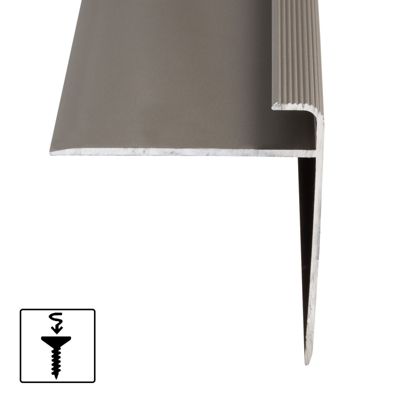 Seuil d'escalier Safety FormeF Aluminium anodisé Bronze clair M 100 cm