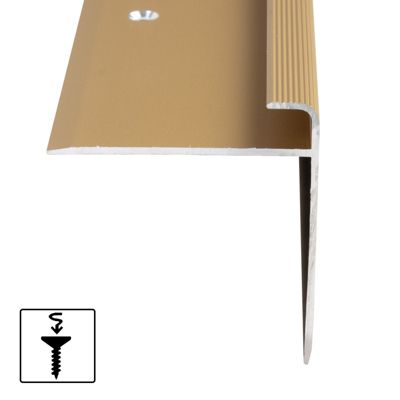 Seuil d'escalier Safety FormeF Aluminium anodisé Or élégant M 100 cm