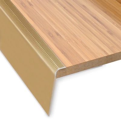 Seuil d'escalier Safety FormeF Aluminium anodisé Or élégant M 100 cm