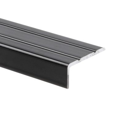 Seuil de nez de marche Aluminium Noir 24,5 x 10 mm Montage avec ou sans perçage - Floordirekt
