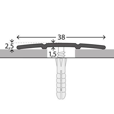 Seuil de transition Longueur 100 cm, Transition entre les revêtements de sol Pré-percé Argent 38 mm - Floordirekt