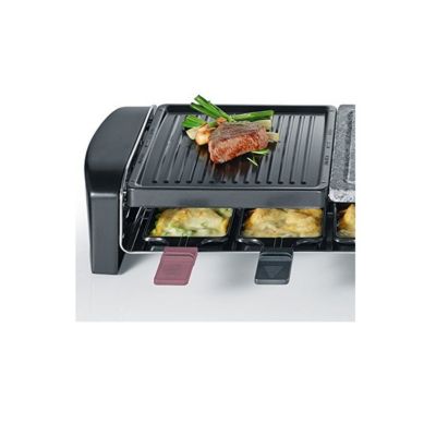 SEVERIN RG 9670 - Appareil à Raclette & Grill Pour 8 Personnes - Plaque Rainurée Céramique Antiadhésive 41,7 X 26,3 Cm - 1400 W Noir
