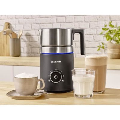 SEVERIN Mousseur à Lait 550 W 300 Ml Inox – 5 Programmes Chaud/Froid Pour Cappuccino, Latte Et Chocolat