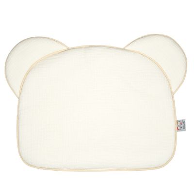 SEVIRA KIDS  Oreiller bébé plat ourson en gaze de coton Jeanne