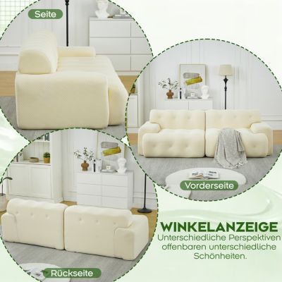 Seyakany Canapé 2 places moderne,canapé modulaire en Tissu,larges accoudoirs avec détails capitonnés,canapé incurvé,Beige