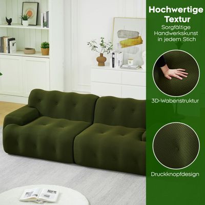 Seyakany Canapé 2 places moderne,canapé modulaire en Tissu,larges accoudoirs avec détails capitonnés,canapé incurvé,Vert
