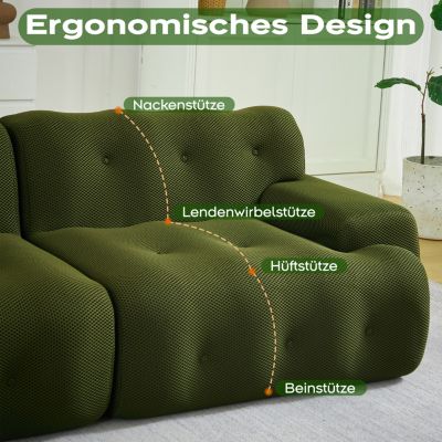 Seyakany Canapé 2 places moderne,canapé modulaire en Tissu,larges accoudoirs avec détails capitonnés,canapé incurvé,Vert