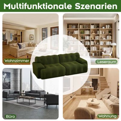 Seyakany Canapé 2 places moderne,canapé modulaire en Tissu,larges accoudoirs avec détails capitonnés,canapé incurvé,Vert